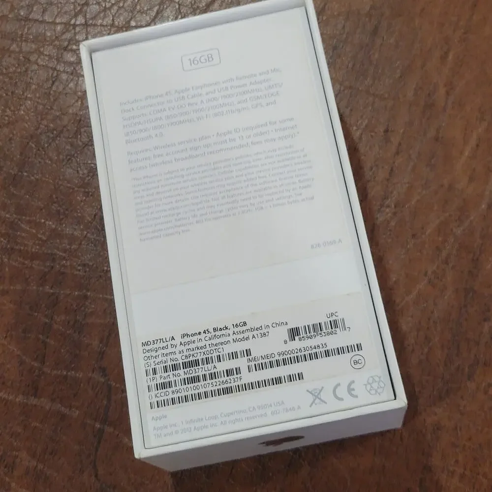 Box only Apple iPhone 4s Black 16GB A1387 Empty box only